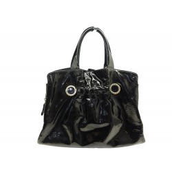 VINTAGE SAC A MAIN BULGARI PORTE EPAULE EN CUIR VERNIS NOIR HAND BAG PURSE 3300€