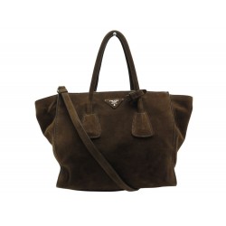 SAC A MAIN PRADA SCAMOSCIATO CABAS DAIM MARRON BANDOULIERE TOTE HAND BAG 3500€