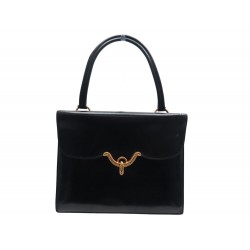 VINTAGE SAC A MAIN HERMES VASCO CORDELIERE NOEUD EN CUIR BOX NOIR LEATHER PURSE