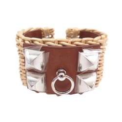 NEUF BRACELET HERMES COLLIER DE CHEIN MEDOR PICNIC OSIER 18CM BOITE BANGLE NEW