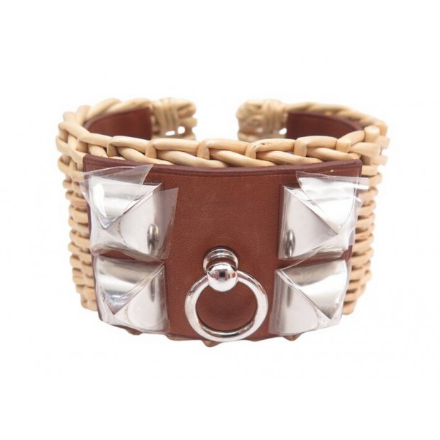 NEUF BRACELET HERMES COLLIER DE CHEIN MEDOR PICNIC OSIER 18CM BOITE BANGLE NEW