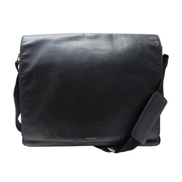 SAC SACOCHE SAINT LAURENT 326859 BESACE MESSENGER BANDOULIERE EN CUIR NOIR 1700€