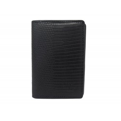 NEUF PORTEFEUILLE LOUIS VUITTON ORGANIZER DE POCHE CUIR LEZARD NOIR WALLET 1115€