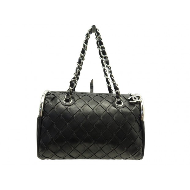 NEUF SAC A MAIN CHANEL BOWLING LOGO CC EN CUIR MATELASSE NOIR + BOITE BAG 6000€