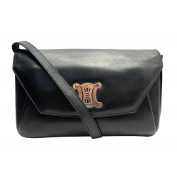 VINTAGE SAC A MAIN CELINE FERMOIR TRIOMPHE CUIR BOX NOIR BANDOULIERE BAG 2800€