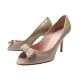 CHAUSSURES CHRISTIAN DIOR ESCARPINS 37.5 CUIR CANNAGE VERNIS TAUPE NOEUD 1050€