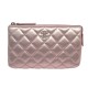 NEUF POCHETTE CHANEL ZIPPE EN CUIR MATELASSE TROUSSE PORTE MONNAIE CLUTCH 1100€