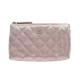 POCHETTE CHANEL ZIPPE EN CUIR MATELASSE ROSE TROUSSE PORTE MONNAIE POUCH 1100€