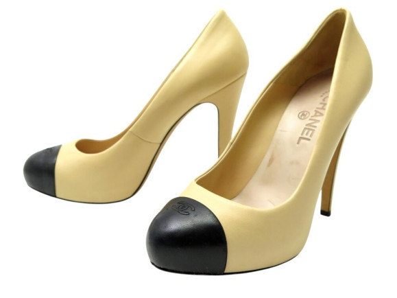 chaussures chanel g28289 escarpins 40 en cuir bicolore