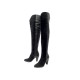 CHAUSSURES BOTTES CUISSARDES CHLOE 36.5 CUIR ET DAIM 36 NOIR BLACK BOOTS 1690€