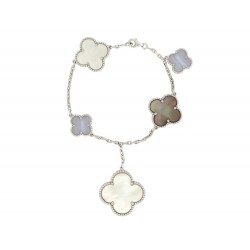 NEUF BRACELET VAN CLEEF AND ARPELS MAGIC ALHAMBRA 5 MOTIFS VCARL62400 OR NACRE