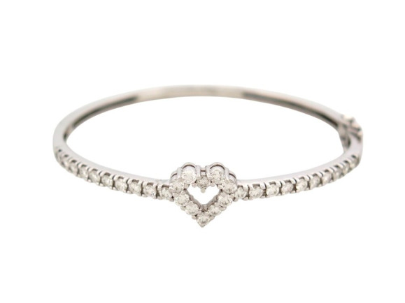 bracelet jonc coeur serti 30 diamants 1.55ct t15 or