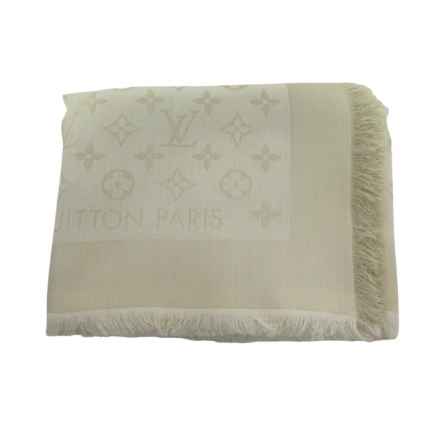 NEUF ECHARPE LOUIS VUITTON CHALE MONOGRAM SHINE M74026 CACHEMIRE SOIE SHAWL 590€