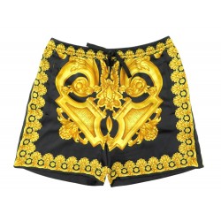 NEUF SHORT VERSACE BAROCCO 1014394 M 40 EN SOIE NOIR ET DORE GOLDEN SILK 1380€