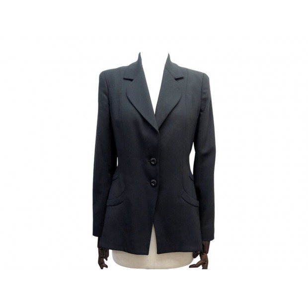 NEUF VESTE CHRISTIAN DIOR 7A18022320 EN LAINE NOIRE S 36 BLACK JACKET VEST 3500€
