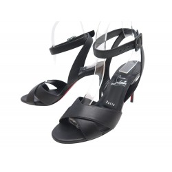 NEUF CHAUSSURES CHRISTIAN LOUBOUTIN MARIZA 85 3230001 SANDALES CUIR NOIR 38 745€