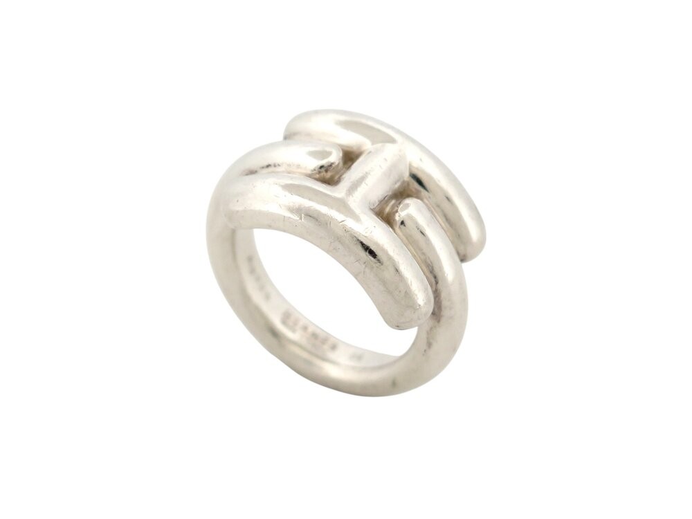 Bague Vintage En Argent Sterling 925 Avec Hématite - Taille 54 - Marque De Strock - Modèle Navette T54