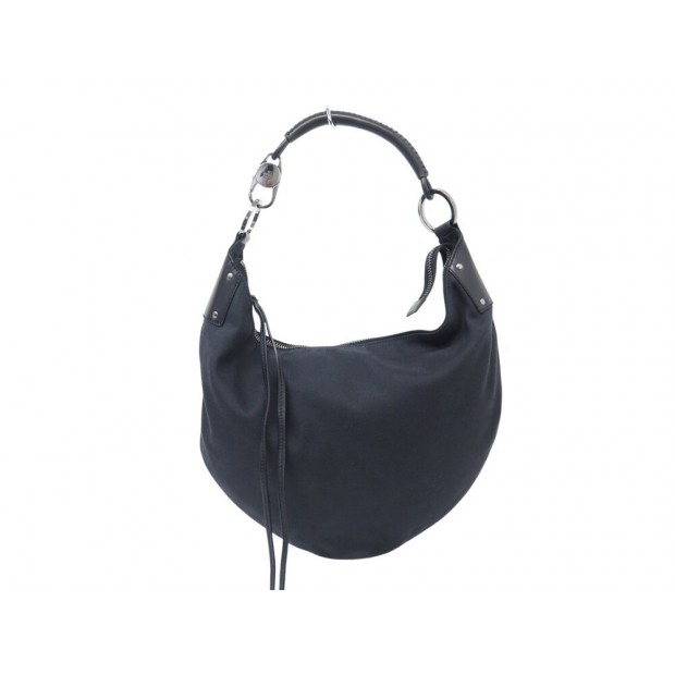 VINTAGE SAC A MAIN GUCCI HOBO DEMI LUNE 95726 EN TOILE CUIR NOIR HAND BAG 1990€
