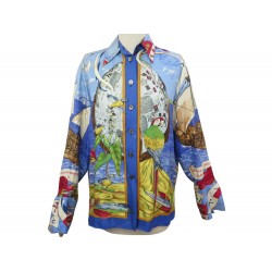 CHEMISE HERMES EN SOIE CHRISTOPHE COLOMB DECOUVRE AMERIQUE 40 M SILK SKIRT 3000€
