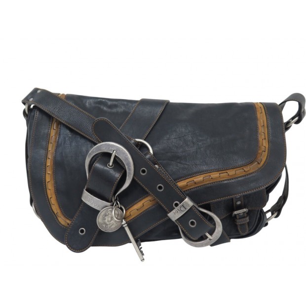 SAC A MAIN CHRISTIAN DIOR GAUCHO LARGE DOUBLE SADDLE CUIR HAND BAG PURSE 2000€