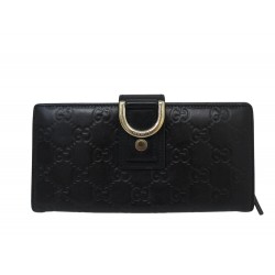 PORTEFEUILLE GUCCI LONG ZIPPE 154256 EN CUIR GUCCISSIMA NOIR LEATHER WALLET 530€