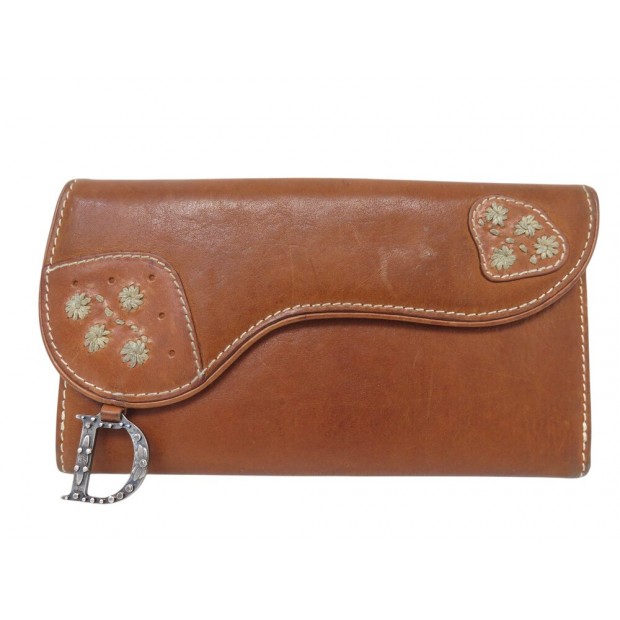 PORTEFEUILLE CHRISTIAN DIOR SADDLE CUIR CAMEL PORTE MONNAIE LEATHER WALLET 880€