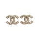 NEUF BOUCLES D'OREILLES CHANEL PUCES LOGO CC & PERLES A64766 DORE EARRINGS 580€