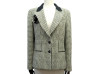 veste chanel a carreaux broche camelia en coton vert