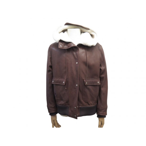 BLOUSON CHRISTIAN DIOR A CAPUCHE 50 M CUIR MOUTON RETOURNE SHEARLING COAT 9200€