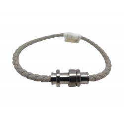 NEUF BRACELET MONTBLANC M61026 CUIR TRESSE GRIS 18.5CM GREY LEATHER BANGLE 345€