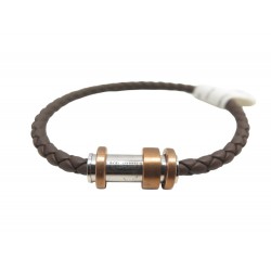 NEUF BRACELET MONTBLANC M61026 CUIR TRESSE MARRON 19CM BROWN LEATHER BANGLE 345€