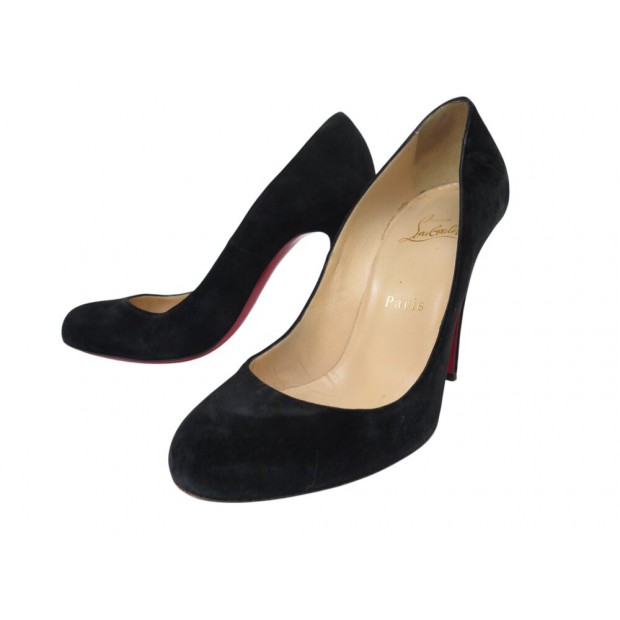 CHAUSSURES CHRISTIAN LOUBOUTIN ESCARPINS FIFI 37 EN DAIM NOIR DEER SHOES 695€