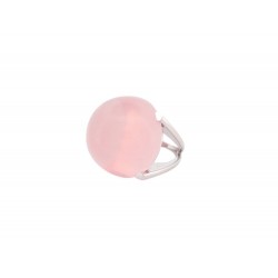 BAGUE CABOCHON QUARTZ ROSE ETOILE T50 EN OR BLANC 18K 21.8 GR GOLD RING 1990€