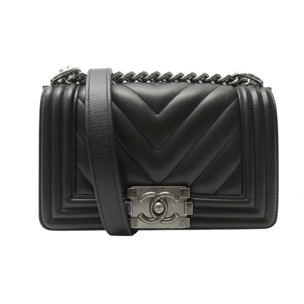 NEUF SAC A MAIN CHANEL PETIT BOY EN CUIR MATELASSE NOIR BANDOULIERE BAG 6100€