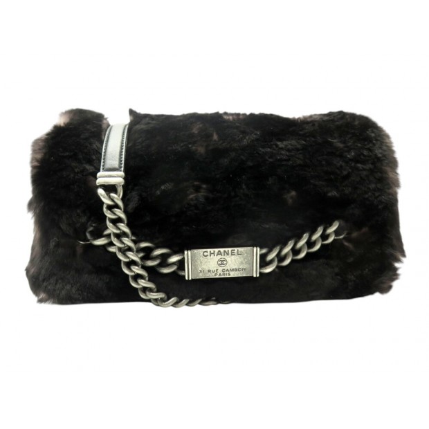 NEUF SAC A MAIN CHANEL TIMELESS CUIR FOURRURE ORYLAG 24 CM BANDOULIERE HANDBAG