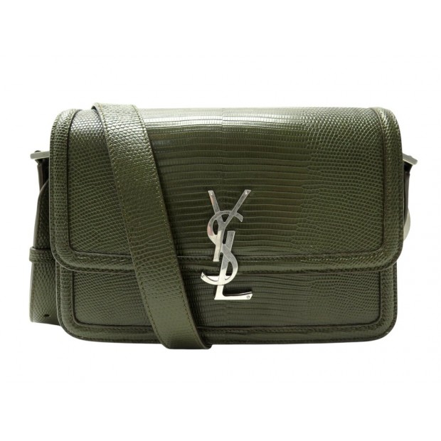NEUF SAC A MAIN SAINT LAURENT SOLFERINO MEDIUM 711039 CUIR LEZARD KAKI BAG 6340€