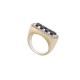 BAGUE SERTIE 4 SAPHIRS 2.08CT ET 30 DIAMANTS 0.24CT 54 OR BLANC 18K GOLD DIAMOND