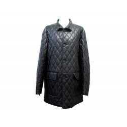 MANTEAU VESTE LONGUE BURBERRY T 50 M EN CUIR MATELASSE NOIR LEATHER COAT 5500€