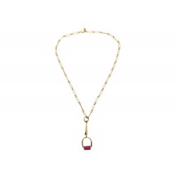 NEUF COLLIER HERMES HERITAGE EQUESTRE PM 46 CM METAL DORE GOLDEN NECKLACE 580€
