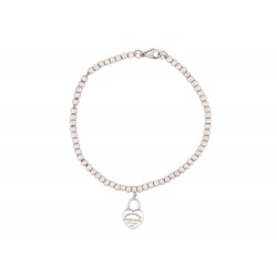 BRACELET TIFFANY & CO PLAQUE COEUR PLEASE RETURN TO ARGENT 925 17CM BANGLE 540€