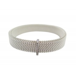 NEUF BRACELET MAUBOUSSIN MOI NON PLUS 16CM ACIER BLANC & OR DIAMANTS BANGLE 918€