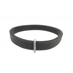 NEUF BRACELET MAUBOUSSIN MOI NON PLUS 17CM ACIER NOIR OR 14K DIAMANT BANGLE 918€