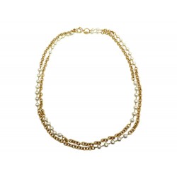 VINTAGE COLLIER CHANEL SAUTOIR SAUTOIR PERLES 90CM METAL DORE 1990 1991 NECKLACE