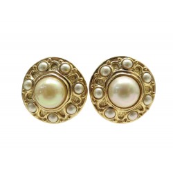 VINTAGE GRANDES BOUCLES D'OREILLES CHRISTIAN DIOR PUCES A CLIPS PERLES EARRINGS