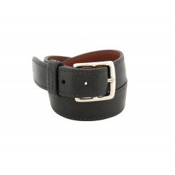 BRACELET HERMES ETRIVIERE DOUBLE TOUR CUIR NOIR T 16 - 18 BLACK BANGLE 2014 640€