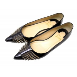 CHAUSSURES CHRISTIAN LOUBOUTIN BALLERINES BARETA FLAT 38.5 CUIR VERNI NOIR 795€