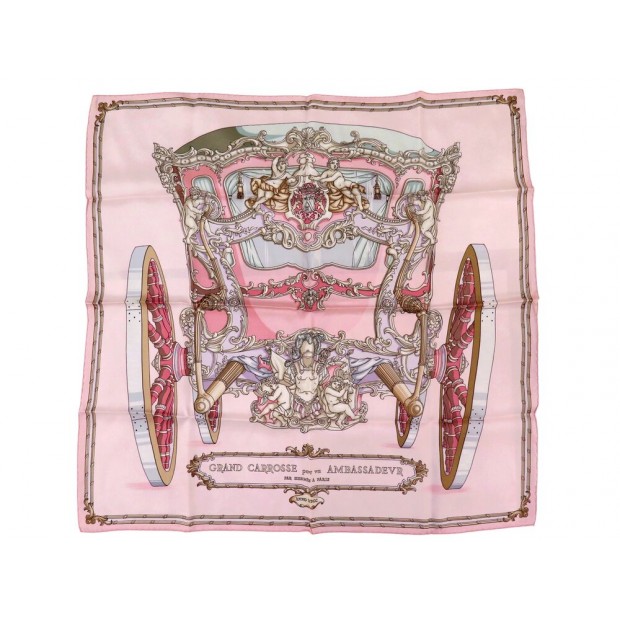 NEUF VINTAGE FOULARD HERMES GRAND CARROSSE POUR UN AMBASSADEUR CARRE 70 CM 395€