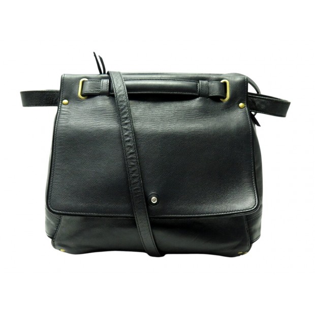 SAC A MAIN JEROME DREYFUSS JOHAN BANDOULIERE EN CUIR NOIR BLACK HANDBAG 755€