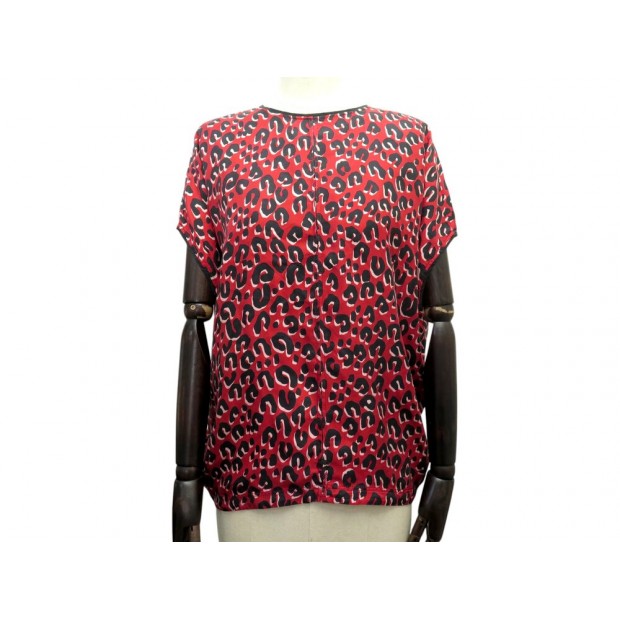 HAUT LOUIS VUITTON TOP LEOPARD CONFETTIS STEPHEN SPROUSE ROUGE S 36 SOIE 1250€