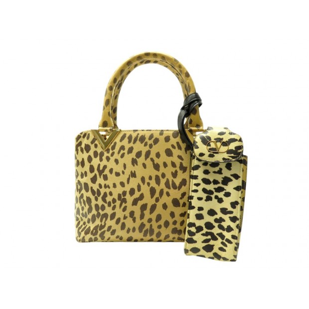 SAC A MAIN VALENTINO COUTURE V LOGO EN CUIR LEOPARD + ETUI TELEPHONE PURSE 1980€